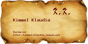 Kimmel Klaudia névjegykártya